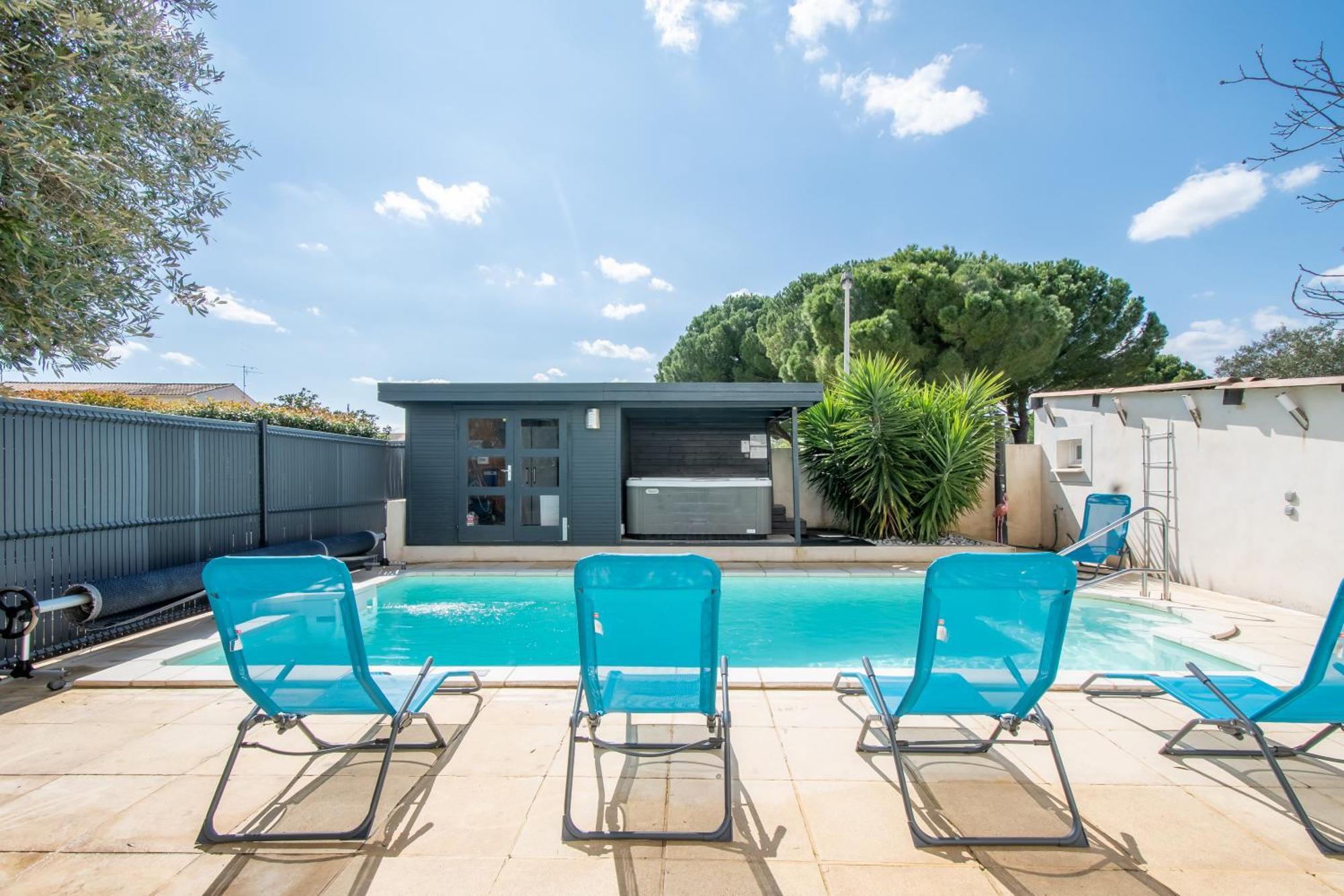 Guesthouse La Costiere - Logements Independants - Espace Piscine Jacuzzi Люнель Екстер'єр фото